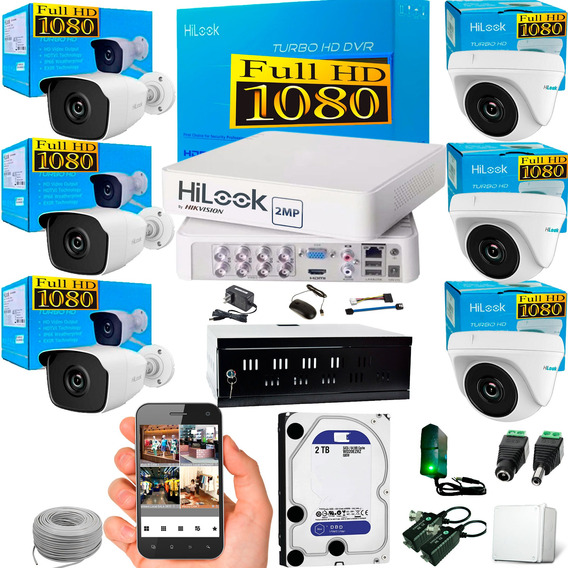 Kit Cctv Hikvision Hilook Dvr 8ch + 6 Cámaras 1080p +d,d 2tb