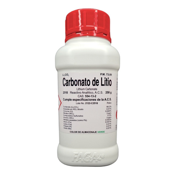 Carbonato De Litio R. A. De 250g  Fagalab 