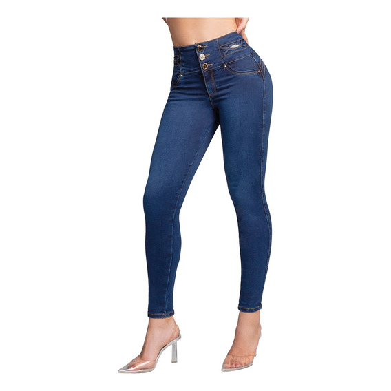 Jeans Dama Seven Súper Skinny Cintura Alta Push Up Mezclilla