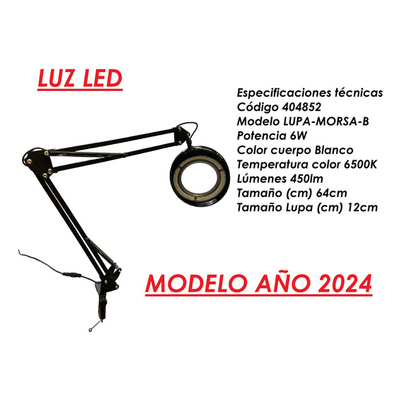 Lupa Luz Brazo Extensible Lampara Escritorio Morza Rosca E27