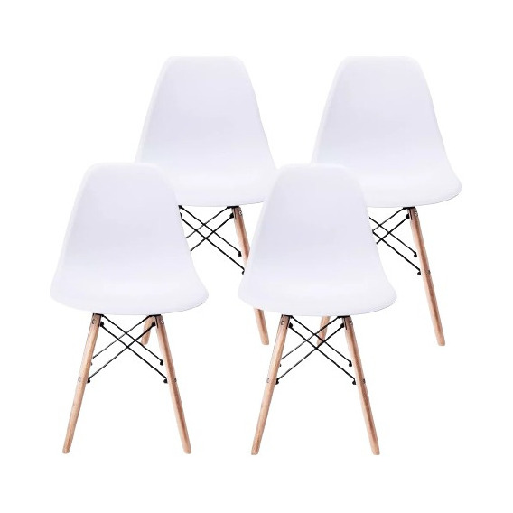 Set De 4 Sillas Eames Modernas Minimalistas Varios Colores