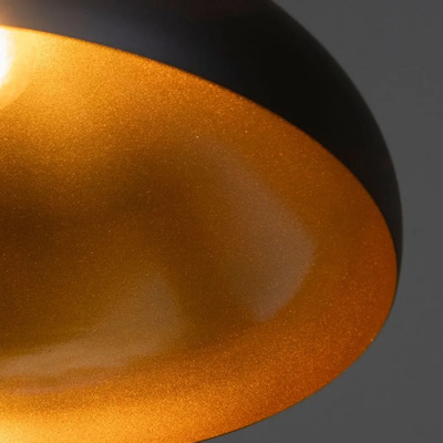 Lampara Colgante Goldie Negro Dorado Madera 30cm E27 Cie