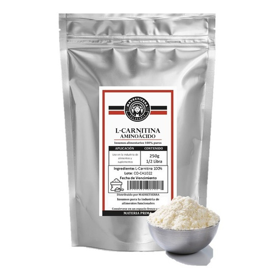 L-carnitina 100% Pura X250g Polvo - g a $494