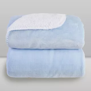 Cobertor Donna Bebê 110x90cm Microfibra Plush E Sherpa Azul