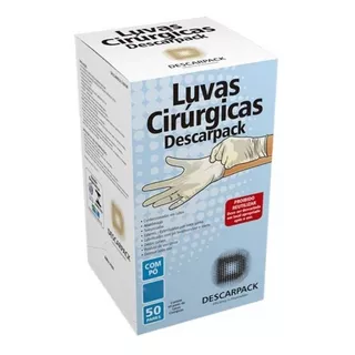 Luvas Descartáveis Estéreis Antiderrapantes Descarpack Cirúrgica Cor Branco Tamanho  7 De Látex Com Pó X 100 Unidades 