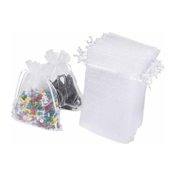 100 Pzas Bolsa De Regalo De Organza Blanco