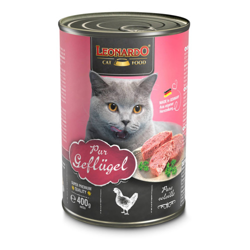 Alimento Leonardo Quality Selection para gato adulto sabor ave en lata de 400g