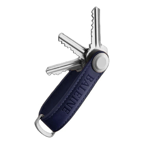 Llavero De Cuero Y Aluminio Baleine Keychain 10 Llaves Color Navy