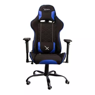 Silla De Escritorio Xzeal Xz25 Gamer Ergonómica  Negra Y Azul Con Tapizado De Tela