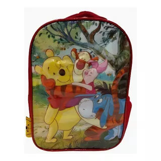 Mochila Escolar Infantil Winnie Pooh 30 Cm Mundo Magico Color Rojo