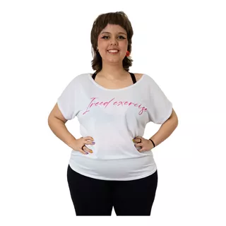 Camiseta Plus Size Feminina Dry Fitness Estampada Academia