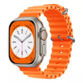Pulsera Ocean De Silicona Para Apple Watch, Color Naranja