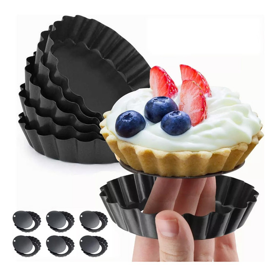 6 Molde Mini Pay Tarta Tartaleta Reutilizar Desmontable 10cm