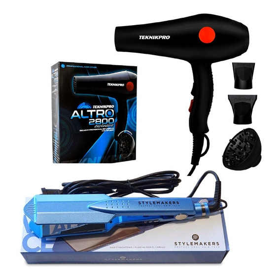 Kit Secador Altro 2800 Teknikpro + Plancha Stylemakers