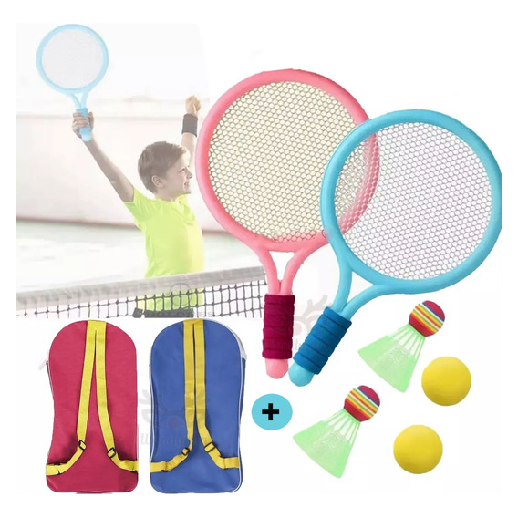 Raquetas Tenis Badminton 2 Padel Y 4 Pelotas Set Niños Juego