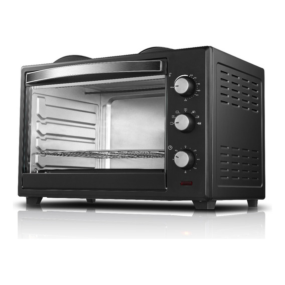 Horno De Mesa Electrico Smart Tek 70 Litros Con Anafe Eo-700 Color Negro