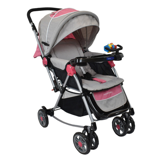 Coche Mecedora Bebe Happy Baby Logan Color Rosa Chasis rosado