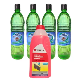 Kit 4 Agua Desmineralizada 1 Aditivo Concentrado Wurth 1lt