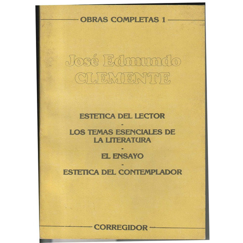 Estetica Del Lector. Los Temas Esenciales De La Literatura., De Clemente, Jose E.. Editorial Corregidor, Tapa Tapa Blanda En Español