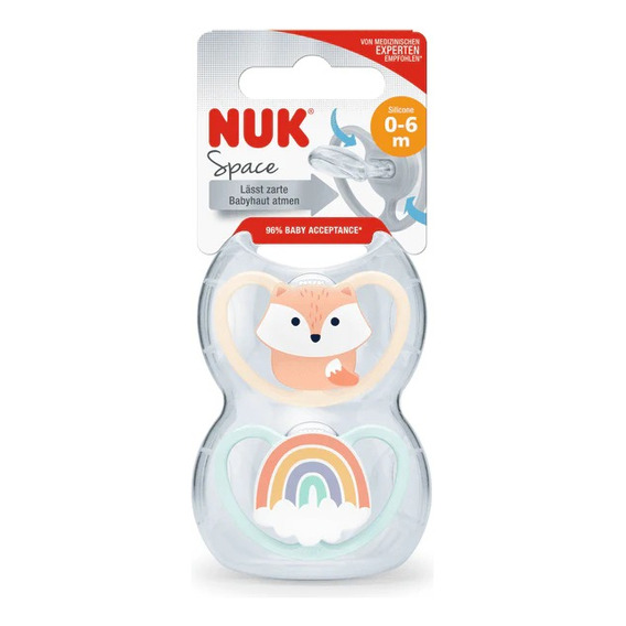 Chupete Nuk Space 0 A 6 Meses - Set De 2 Unidades