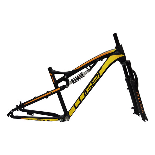 Cuadro Y Tijera Bicicleta Aluminio Alurock Luger Rodada 26 Color Amarillo Talla del cuadro Unitalla