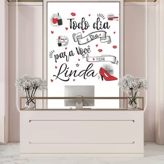 Papel De Parede Adesivo Lettering Estética Salão Beleza 1m²