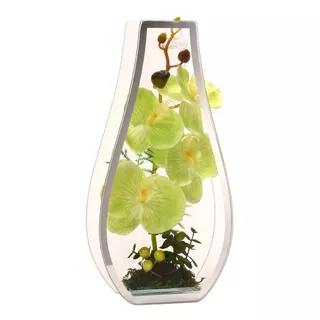 Florero Adorno De Cristal 32 Cm Orquídea Verde
