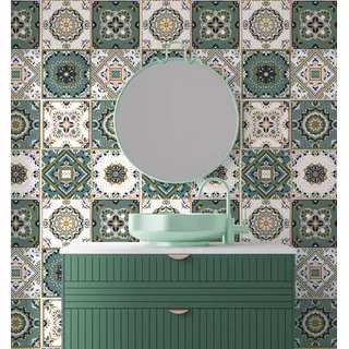 Azulejos Adhesivos 40 Pz 10x10 Cm Mosaicos Cocina Baño Verde