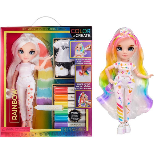 Muñeca de moda Rainbow High Crea y Colorea