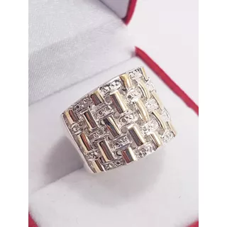 Anillo Importante Pesado  Plata 925 Y Oro 23 Apliques !!!