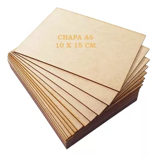 Kit 100 Placa Chapa Mdf Cru 10x15 Cm Quadrinho A6 Adesivar