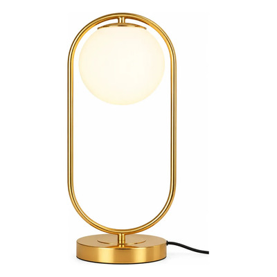 Lampara Velador Aydi Oval Dorado Globo Opal Apto Led E27 Ld Dorado Opal