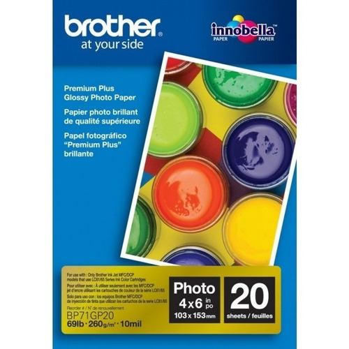 Papel Fotografico Brother 4x6 Brillante Bp71gp20 Color Blanco