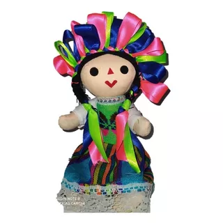 Muñeca Artesanal Maria Lele Otomi Corona 1pz De 17cm