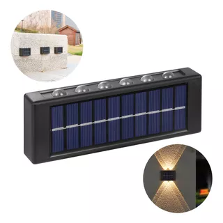 Kit 2 Luminária Parede Arandela Externa Led Solar Luz 12 Cor Luz Quente