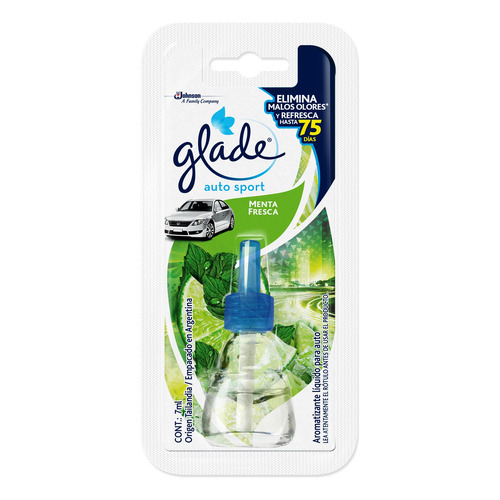 Repuesto aromatizante Glade Auto Sport líquido menta fresca 7 ml
