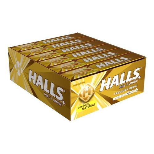 Caja Caramelos Macizos Halls X12 Piezas Miel Y Limón 302.4g