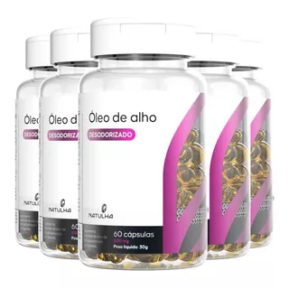 Kit 5x Óleo De Alho Desodorizado 500mg 60 Cáps - Natulha