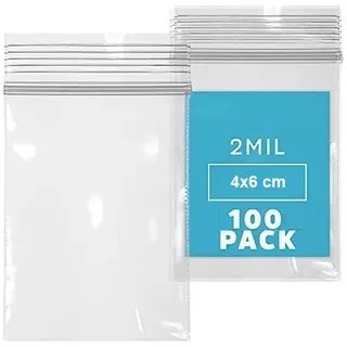 100 Mini Bolsas Plástico Transparente Ziploc Multiuso 4x6 Cm