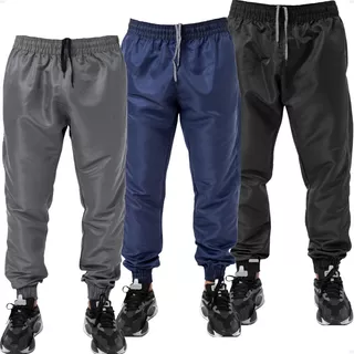 Kit 3 Calças Tactel Jogger Skinny Punho Barra 2 Bolsos 016