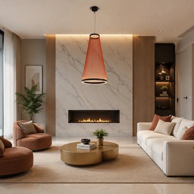 Colgante Hilo 6 Led 60w 3000k Terracota Moderno Ø55cm Terracota