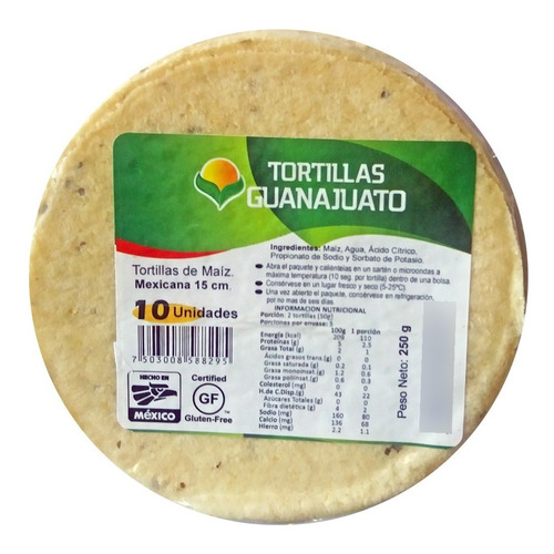 Tortillas De Maíz Blanco Guanajuato 250g Bolsa 10unid