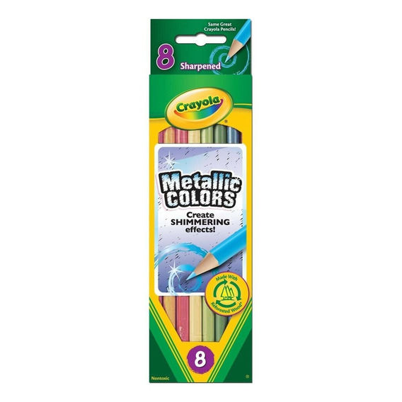 Crayola: Caja X 8 Lápices Colores Metálicos Febo