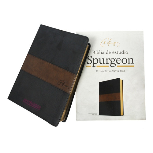Biblia De Estudio Spurgeon Negro/marrón Símil Piel Rv60