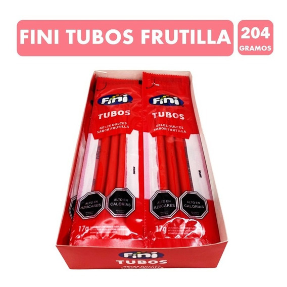 Fini Tubos Sabor Frutilla (caja Con 12 Unidades)