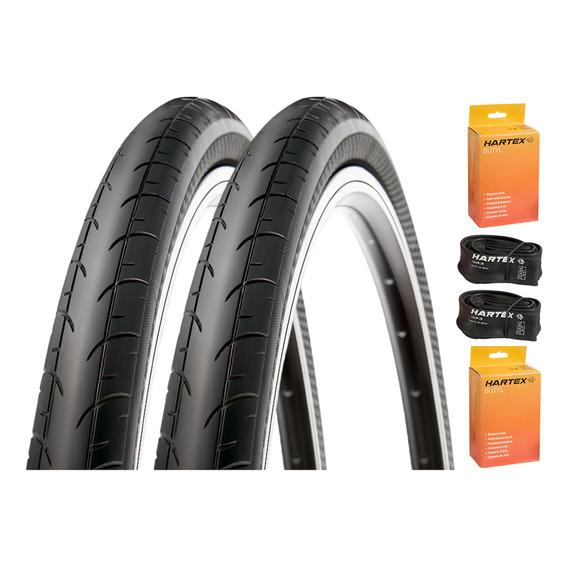 Pack 2 Neumaticos Aro 700 X 23c Con Camaras Valvula Francesa