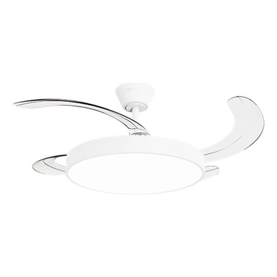 Ventilador De Techo Retráctil Nauru Blanco C/ Control 1.06 M 50 Hz/ 60hz Blanco Transparentes Abs 4