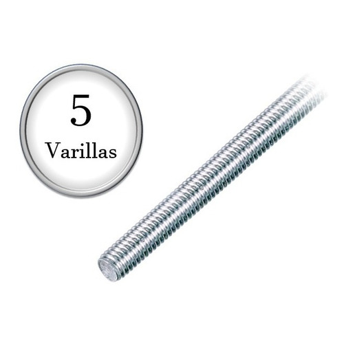 5 Varillas Roscada Galvanizada Gr2 M6 X 1 X 1mt P