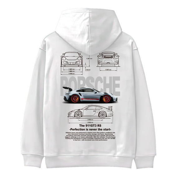 Sudadera Porsche Automóvil Carreras Hoodie Blanca Unisex