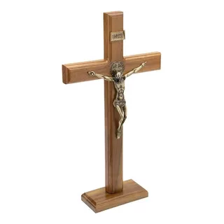 Crucifixo Medalha São Bento Tradicional Mesa E Parede 35cm